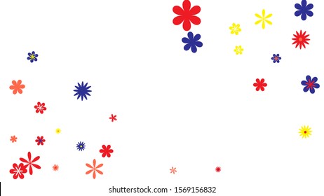 Pretty Floral Pattern with Simple Small Flowers for Greeting Card or Poster. Naive Daisy Flowers in Primitive Style. Vector Background for Spring or Summer Design.