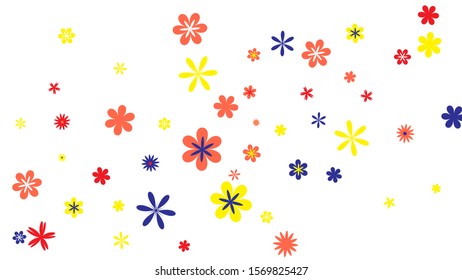 Pretty Floral Pattern with Simple Small Flowers for Greeting Card or Poster. Naive Daisy Flowers in Primitive Style. Vector Background for Spring or Summer Design.