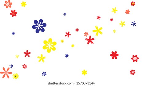Pretty Floral Pattern with Simple Small Flowers for Greeting Card or Poster. Naive Daisy Flowers in Primitive Style. Vector Background for Spring or Summer Design.