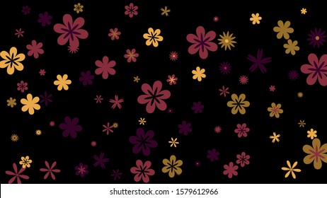 Pretty Floral Pattern with Simple Small Flowers for Greeting Card or Poster. Naive Daisy Flowers in Primitive Style. Vector Background for Spring or Summer Design.