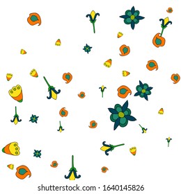Pretty Floral Pattern with Simple Small Flowers for Greeting Card or Poster. Naive Daisy Flowers in Primitive Style. Vector Background for Spring or Summer Design.
