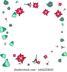 Pretty Floral Pattern with Simple Small Flowers for Greeting Card or Poster. Naive Daisy Flowers in Primitive Style. Vector Background for Spring or Summer Design.
