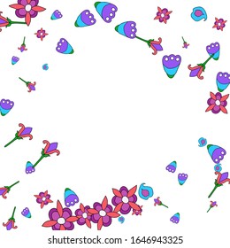 Pretty Floral Pattern with Simple Small Flowers for Greeting Card or Poster. Naive Daisy Flowers in Primitive Style. Vector Background for Spring or Summer Design.

