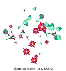 Pretty Floral Pattern with Simple Small Flowers for Greeting Card or Poster. Naive Daisy Flowers in Primitive Style. Vector Background for Spring or Summer Design.
