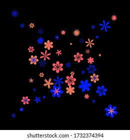 Pretty Floral Pattern with Simple Small Flowers for Greeting Card or Poster. Naive Daisy Flowers in Primitive Style. Vector Background for Spring or Summer Design.
