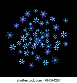 Pretty Floral Pattern with Simple Small Flowers for Greeting Card or Poster. Naive Daisy Flowers in Primitive Style. Vector Background for Spring or Summer Design.