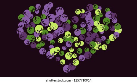 Pretty Floral Pattern with Simple Stylized Berries for Greeting Card or Poster. Naive Daisy Berries in Primitive Style. Vector Background for Spring or Summer Design.

