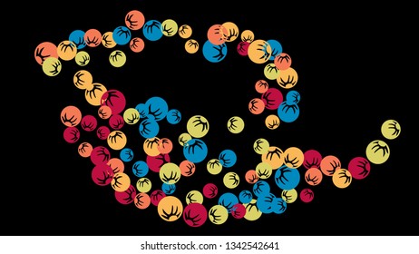 Pretty Floral Pattern with Simple Stylized Berries for Greeting Card or Poster. Naive Daisy Berries in Primitive Style. Vector Background for Spring or Summer Design.
