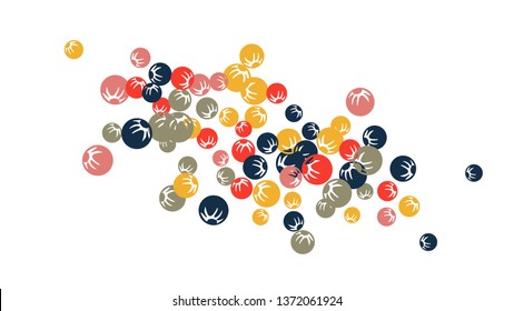Pretty Floral Pattern with Simple Stylized Berries for Greeting Card or Poster. Naive Daisy Berries in Primitive Style. Vector Background for Spring or Summer Design.
