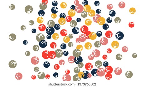 Pretty Floral Pattern with Simple Stylized Berries for Greeting Card or Poster. Naive Daisy Berries in Primitive Style. Vector Background for Spring or Summer Design.
