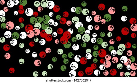 Pretty Floral Pattern with Simple Stylized Berries for Greeting Card or Poster. Naive Daisy Berries in Primitive Style. Vector Background for Spring or Summer Design.
