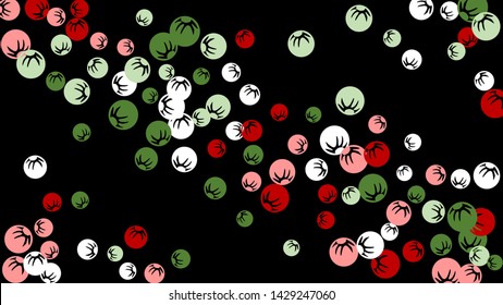 Pretty Floral Pattern with Simple Stylized Berries for Greeting Card or Poster. Naive Daisy Berries in Primitive Style. Vector Background for Spring or Summer Design.
