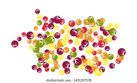 Pretty Floral Pattern with Simple Stylized Berries for Greeting Card or Poster. Naive Daisy Berries in Primitive Style. Vector Background for Spring or Summer Design.
