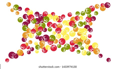 Pretty Floral Pattern with Simple Stylized Berries for Greeting Card or Poster. Naive Daisy Berries in Primitive Style. Vector Background for Spring or Summer Design.
