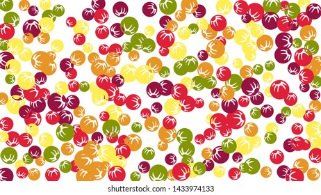 Pretty Floral Pattern with Simple Stylized Berries for Greeting Card or Poster. Naive Daisy Berries in Primitive Style. Vector Background for Spring or Summer Design.
