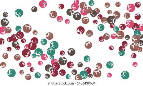 Pretty Floral Pattern with Simple Stylized Berries for Greeting Card or Poster. Naive Daisy Berries in Primitive Style. Vector Background for Spring or Summer Design.
