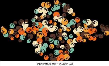 Pretty Floral Pattern with Simple Stylized Berries for Greeting Card or Poster. Naive Daisy Berries in Primitive Style. Vector Background for Spring or Summer Design.
