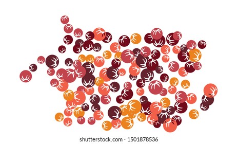 Pretty Floral Pattern with Simple Stylized Berries for Greeting Card or Poster. Naive Daisy Berries in Primitive Style. Vector Background for Spring or Summer Design.
