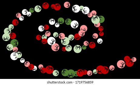 Pretty Floral Pattern with Simple Stylized Berries for Greeting Card or Poster. Naive Daisy Berries in Primitive Style. Vector Background for Spring or Summer Design.
