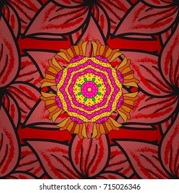 Pretty floral print with pink, red and gray small flowers. Motley seamless pattern. Vector abstract flower background.