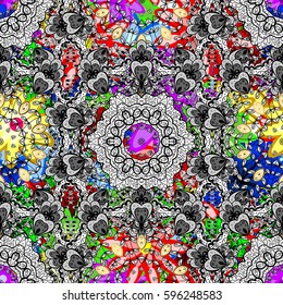 Pretty floral print with small flowers. Motley seamless pattern. Vector abstract flower background.
