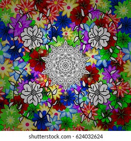 Pretty floral print with small flowers. Motley seamless pattern. Vector abstract flower background.