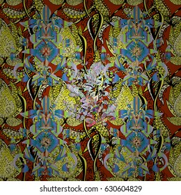 Pretty floral print with small flowers. Motley seamless pattern. Vector abstract flower background.