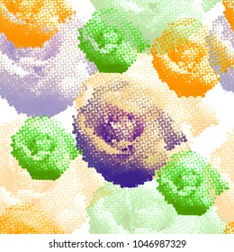 Pretty floral seamless pattern with roses for greeting card or fabric. Vector background for spring or summer design.