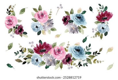 pretty flower garden watercolor bouquet collection