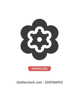 Pretty flower with rounded petals vector icon
