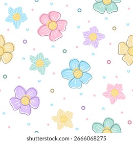 Design de vetor sem costura de flores bonitas para impressão em têxteis, envoltório, pano de fundo e outros usos.