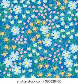 Pretty flower vector pattern with small flowers stylish retro fabric style