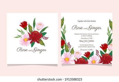 pretty flower wedding invitation card