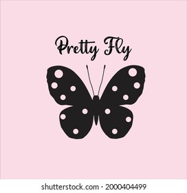 eslogan positivo rosa negro de la mariposa bonita