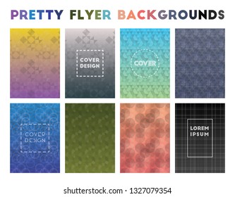 Pretty Flyer Backgrounds. Adorable geometric patterns, glamorous vector illustration.