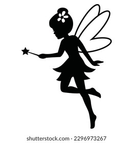 Pretty flying garden fairy vector cartoon illustration