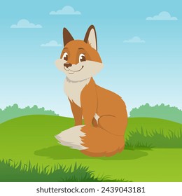 A pretty fox. A forest animal. A poster for a children's room. Children's print for the children's room. The design can be used for a fashionable T-shirt, greeting card, children's alphabet.