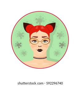 pretty fox girl face vector 