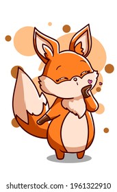 Pretty fox wanna giving a kiss illustration