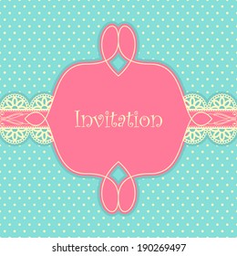 Pretty frame design for invitation, greeting or announcement