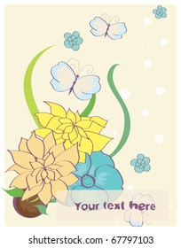 Pretty Frame With Flowers And Butterflies