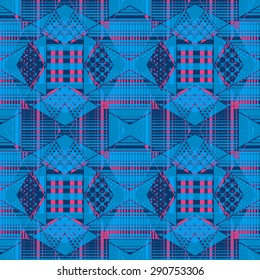 Pretty geometric abstract seamless pattern with different textures and dots
