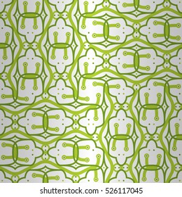 Pretty geometrical seamless pattern background in alien style. Vivid, graphic design for carpet, wallpaper, game or other purpose. Equable mosaic repeatable backdrop. Contemporary texture.