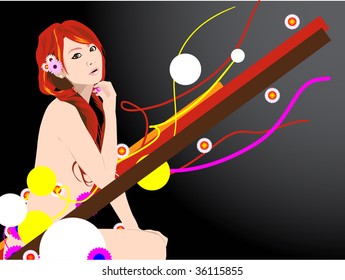 pretty girl with abstract background