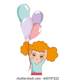 pretty girl with balloons and casual wear