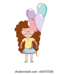 pretty girl with balloons and glasses