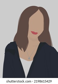 Pretty girl with blond hair. Vector flat portrait of a girl in a blue shirt. Design for postcards, avatars, posters, backgrounds, templates, textiles, banners.