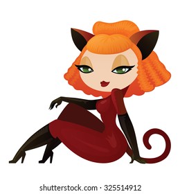 Pretty girl in a cat costume