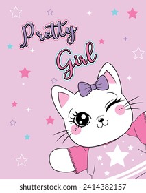 PRETTY GIRL CAT LOVE STAR MAGIC 