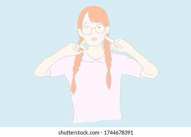 Pretty girl cheerful and poses vector.